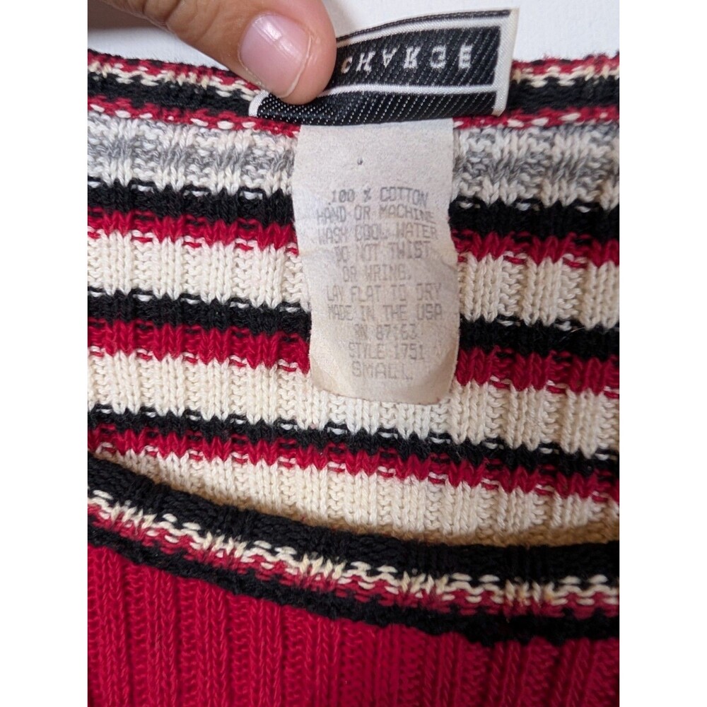 VINTAGE 90s In Charge Striped Sweater Womens Knit Cotton - Picture 4 of 8
